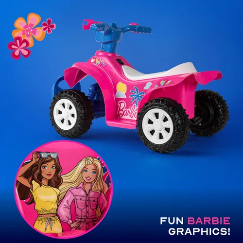Miniatura 4 de Barbie - Cuadriciclo 6V para niños, juguete de montar potente y seguro con batería recargable, conducción hacia adelante y hacia atrás, capacidad
