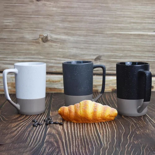 Miniatura 4 de Juego de 2 tazas de café grandes de 16 onzas, tazas de té negro para comedor, tazas altas de cerámica con asa, taza grande a granel con moteado
