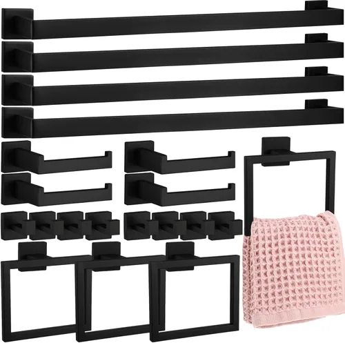 Miniatura 21 de Gisafai Juego de 15 piezas de accesorios de baño negros de 23.6 pulgadas, kit de barra de toalla de baño de acero inoxidable, toalleros, ganchos