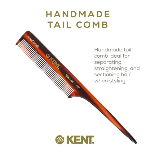 Miniatura 3 de Kent Peines de cola de rata 8T para peinar y seccionar, peine de dientes finos hechos a mano para trenzar el cabello y peinar para mujeres, corte