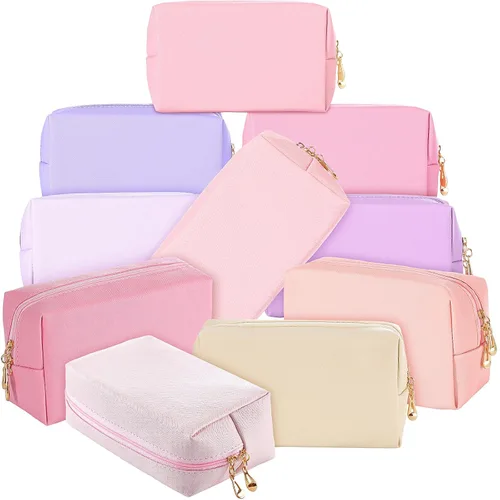 Miniatura 9 de Sanwuta 9 bolsas de maquillaje a granel de poliuretano con doble cremallera, bolsa de cosméticos, artículos de tocador de maquillaje, bolsa pequeña