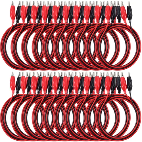 Miniatura 8 de EBOOT 4 pinzas de cocodrilo eléctricas, cables de prueba de 40 pulgadas con clips de cocodrilo, cables de puente de doble extremo para pruebas