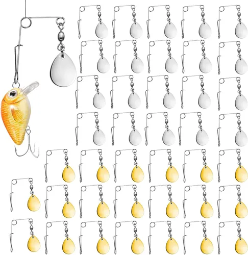 Miniatura 9 de Sumind 40 piezas de cuchillas giratorias de pesca, cebo giratorio, cucharas lisas, plataformas, cucharas de pesca, cuchillas, señuelos accesorios