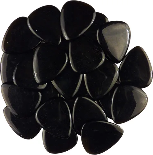 Miniatura 46 de Púa de guitarra o bajo de Obsidiana de Caoba en vidrio volcánico - 3.0 mm de calibre ultra pesado - Forma 351 - Púa exótica artesanal de gema