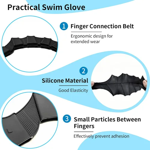 Miniatura 2 de 2 pares de guantes de natación de silicona aletas de natación aletas de engranaje palmeadas a mano palmera dedo rana tipo palmeada entrenamiento