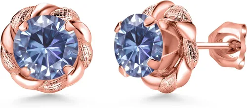 Miniatura 450 de Gem Stone King Aretes de plata de ley 925 de 0.236 in con piedra natal redonda para mujer