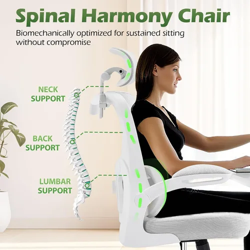 Miniatura 6 de AreShark Silla de Oficina Ergonómica con Soporte Lumbar Ajustable y Gancho para Reposacabezas, Silla de Malla Transpirable de Respaldo Alto