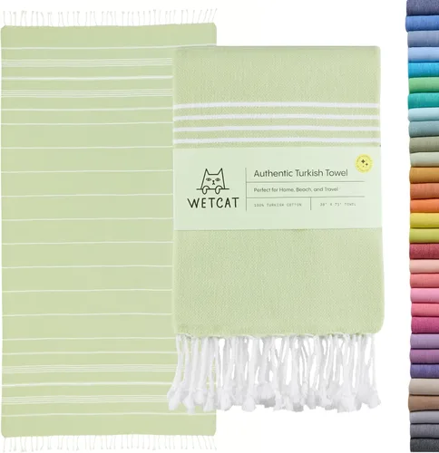 Miniatura 15 de WETCAT Toalla de playa original turca (39 x 71) – Peshtemal prelavado, 100% algodón, muy absorbente, de secado rápido y ultra suave, seguro