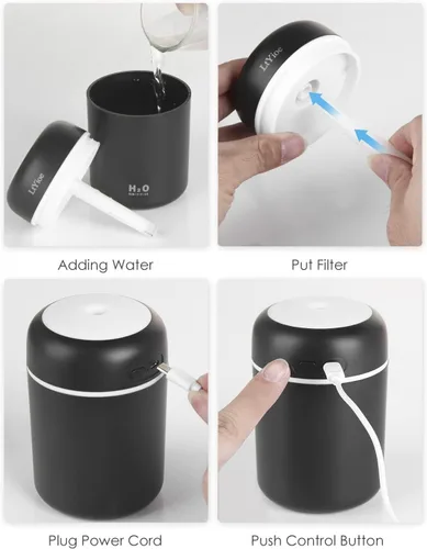 Miniatura 6 de LtYioe Humidificador portátil mini humidificador para dormitorio, escritorio personal humidificador de aire de niebla fría con luz nocturna