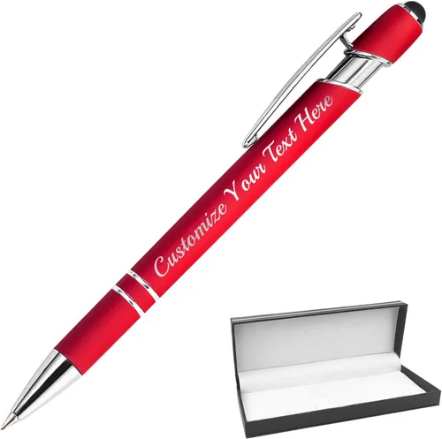 Miniatura 26 de Bolígrafos personalizados con punta de lápiz digital, bolígrafos grabados personalizados, bolígrafo de bola de tacto suave, bolígrafos con nombre
