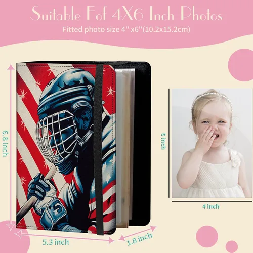 Miniatura 2 de Álbum de fotos de 4 x 6 pulgadas, capacidad para 60 fotos, cubierta de piel sintética, álbum de fotos con banda elástica fuerte, álbum de fotos