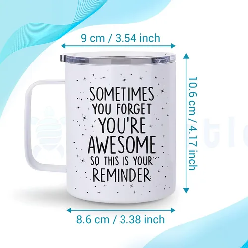 Miniatura 6 de Hyturtle Taza de motivación con cuchara, regalos para hombres, mujeres en cumpleaños de Navidad, acero inoxidable aislado de 12 onzas, regalos