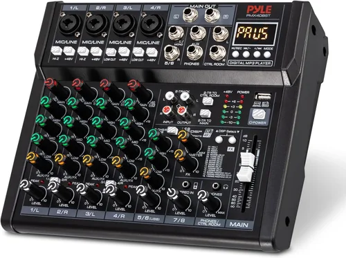 Miniatura 10 de Mezclador de audio inalámbrico profesional Pyle DJ - Mezclador de sonido con controlador Bluetooth de 4 canales, interfaz de audio USB, 2 entradas