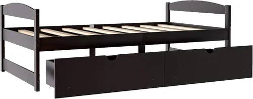 Miniatura 6 de Merax Cama de plataforma de tamaño individual con dos cajones, no necesita somier, espresso