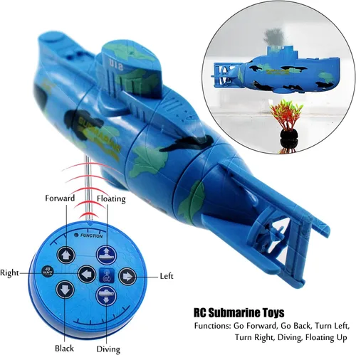 Miniatura 2 de Tipmant Mini RC Submarino Juguetes de Control Remoto Barco Eléctrico Natación Buceo Tanque de peces Tubo de agua Niños Regalos de cumpleaños (azul)