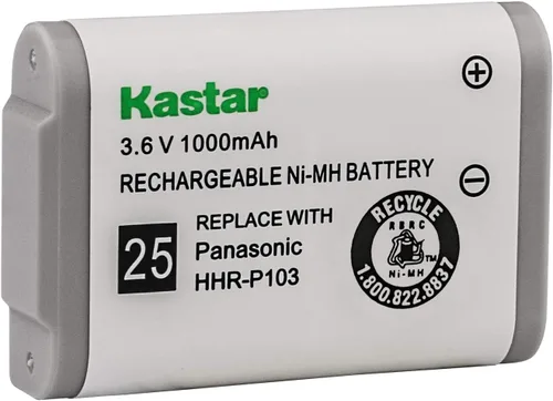 Kastar HHR-P103 - Batería (10 unidades), tipo 25, batería recargable NI-MH de 3.6 V 1000 mAh, repuesto para teléfono inalámbrico Panasonic HHR-P103