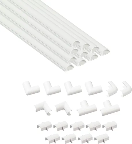 Miniatura 13 de D-Line Kit de ocultador de cable patentado de 157 pulgadas, cubierta de cable patentada, canal para ocultar cables en la pared, canal para cables