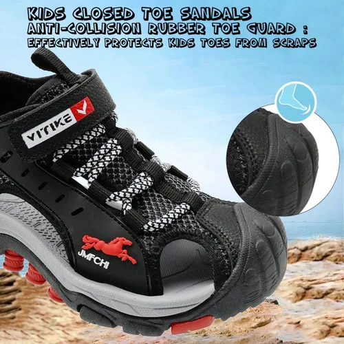 Miniatura 4 de JMFCHI FASHION Sandalias deportivas para niños, sandalias para exteriores, senderismo, atléticas, puntera cerrada, sandalias de playa para niñas