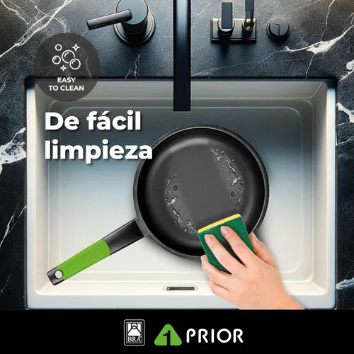 Miniatura 4 de BRA Prior - Sartén de aluminio fundido con revestimiento antiadherente clásico de teflón, 10.2 in, color negro