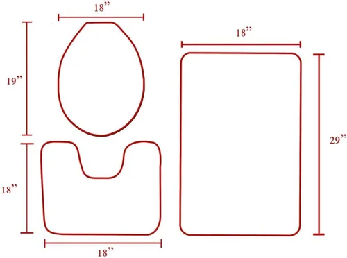 Miniatura 2 de Home Must Haves Juego de baño de 3 piezas con patrón de retazos rosa rosa (18 x 29 pulgadas), tapete de contorno grande (18 x 19 pulgadas), cubierta