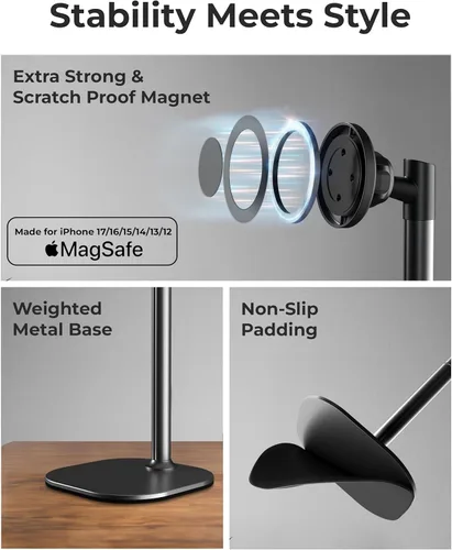 Miniatura 4 de COOPER MagStand, soporte magnético ajustable para iPhone para escritorio y teléfono para grabación de video, compatible con MagSafe, soporte