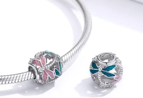 Miniatura 4 de Abalorio de cristal rosa con forma de gato de plata de ley 925 para cumpleaños, pájaro, sirena, unicornio, animal para pulseras