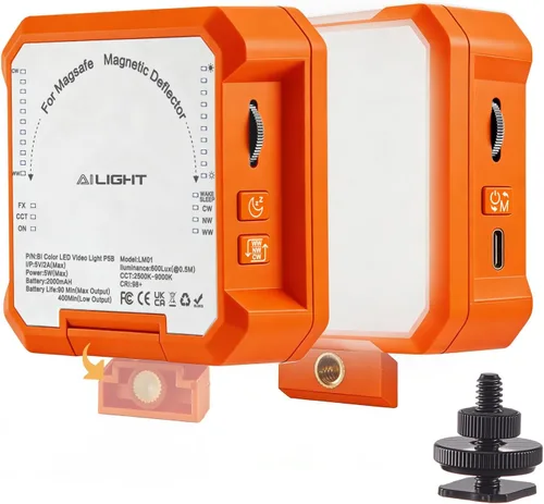 Miniatura 8 de AILIGHT Luz de video LED magnética, luces de cámara portátil para creador de contenido (CRI 98+ y 2500-9000K) luz de relleno de cámara recargable