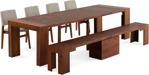 Miniatura 26 de Transformer Table - Mesa de comedor extensible de madera maciza, asientos 2-12, mesa de comedor expandible, muebles que ahorran espacio, muebles