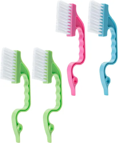 Miniatura 14 de Slick- Cepillo de limpieza de riel de ventana, paquete de 2, mango ergonómico naranja/verde, raspador integrado, multiusos, herramientas de limpieza