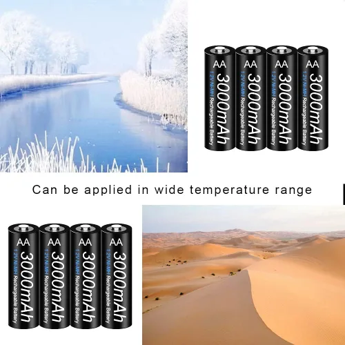 Miniatura 7 de Batería AA recargable con kit de cargador, paquete de 16 baterías de 1.2 V Ni-MH 3000 mAh con cargador inteligente LED de 16 bahías para batería