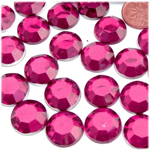 Miniatura 3 de The Crafts Outlet 144 diamantes de imitación redondos de 0.630 in - parte trasera plana rojo rubí rojo