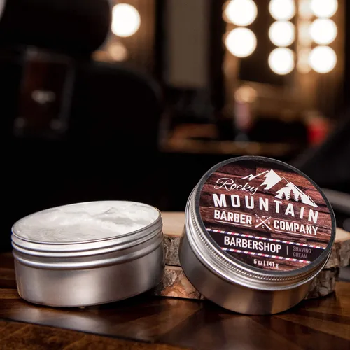 Miniatura 3 de Rocky Mountain Barber Company - Crema de afeitar para hombre, aroma de barbería, espuma gruesa para afeitado tradicional y con cartucho, lata de 5