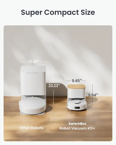 Miniatura 9 de SwitchBot Robot aspirador y trapeador K11+ con materia, succión de 6000 Pa, vaciado automático de manos libres de 90 días, navegación SUD, 3.6 Blanco