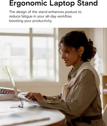 Miniatura 3 de MOFT Soporte para computadora portátil para escritorio, soporte adhesivo para computadora MacBook con 2 ángulos de visión ajustables, elevador Negro