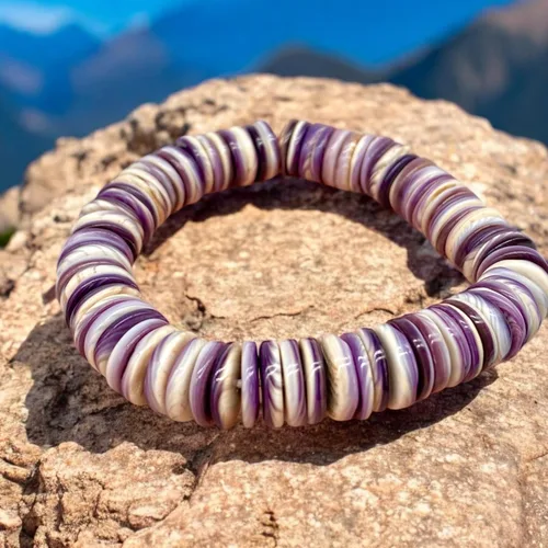 Miniatura 3 de ABCGEMS Wampum Shell Beads Pulsera USA Authentic Quahog East Coast (primera moneda de América 1637-1673) de origen ético - Producción de lotes