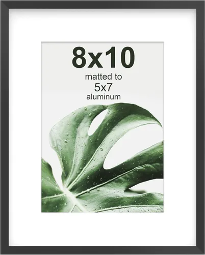 Miniatura 10 de FrameWorks Marco de fotos de aluminio moderno de lujo de 5 x 7 pulgadas con paspartú de 4 x 6 pulgadas, color negro con vidrio templado y tapete