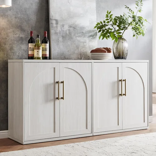 Miniatura 10 de ACCOHOHO Aparador de puerta arqueada, gabinete de buffet, gabinete de acento con estante ajustable, gabinete modular de madera para comedor, sala