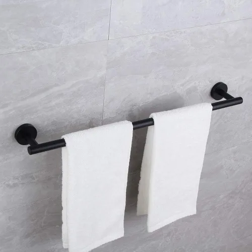 Miniatura 3 de Barra de toalla de mano de baño de 24 pulgadas en negro mate SUS 304 de acero inoxidable para montaje en pared..