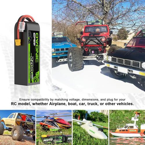 Miniatura 5 de OVONIC 4S LiPo Batería 2200mAh 14.8V 130C RC Batería con XT60 Conector