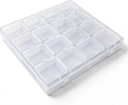 Miniatura 2 de Paquete de 85 recipientes rectangulares de plástico transparente de varios tamaños Tapa con bisagras, para cuentas y pequeños artículos