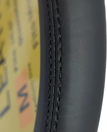 Miniatura 7 de Funda para volante, negra, de piel auténtica auténtica, pequeña, de 14 pulgadas, para hombres y mujeres, universal, elástica, resistente al calor
