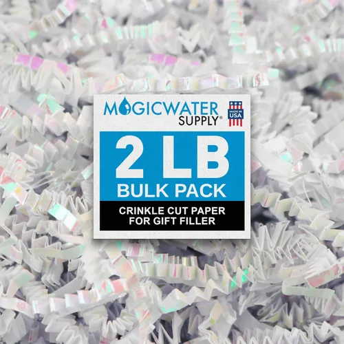 Miniatura 12 de MagicWater Papel de Corte Ondulado para Cestas de Regalo - 2LB - Blanco y Dorado - Perfecto para Relleno de Papel Triturado, Relleno de Cestas