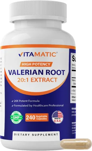 Miniatura 9 de Vitamatic 2 paquetes de extracto de raíz de valeriana 20:1 – Cápsulas concentradas de extracto botánico – sin OMG, sin gluten – 240 cápsulas