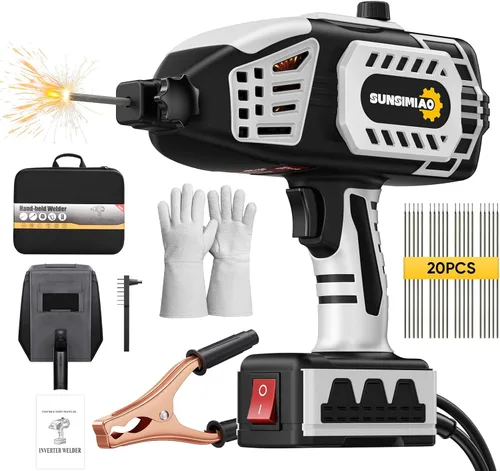 Máquina de Soldadura Portátil 110V de Mano: Soldador Portátil de Mano con 20 Barras de Electrodos y Inversor IGBT 5 Ajustes de Corriente Variable -