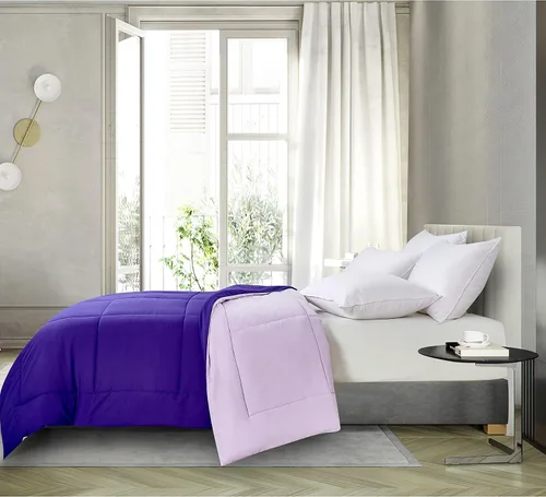 Miniatura 4 de Blue Ridge Home Fashions - Edredón sintético de microfibra para todas las estaciones, relleno de poliéster hipoalergénico, Negro/Platino, Full/ Queen