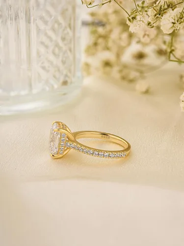 Miniatura 9 de Anillo de compromiso de corte cojín de 4 quilates para mujer, piedra blanca/amarilla grado 5A, circonita cúbica S925, plata, amarillo/blanco/oro rosa