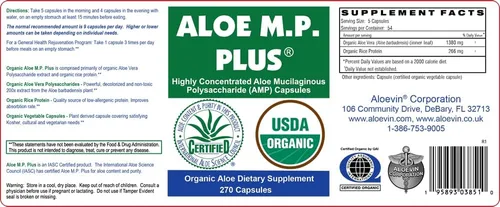 Miniatura 2 de Cápsulas, USDA Orgánico Aloe Vera Polisacáridos AMP Suplemento para la Salud Digestiva e Inmune