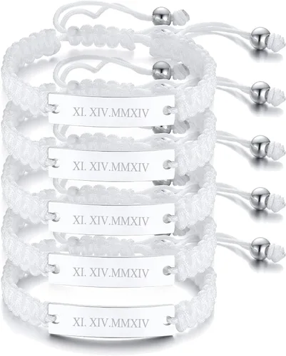 Miniatura 12 de MEALGUET Pulseras de ID Personalizadas para Parejas Grabado Personalizado Hecho a Mano Cuerda Trenzada Pulsera de Muñeca para Hombres Mujeres