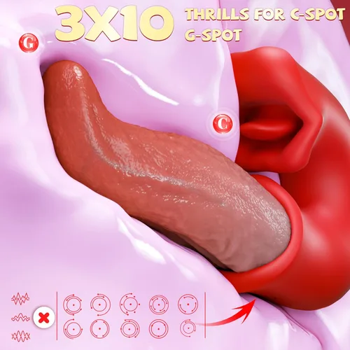 Miniatura 9 de Juguetes sexuales para adultos para mujeres - KERERO vibrador de consolador 3 en 1, juguete sexual de rosa con 10 modos de vibración, oclusión