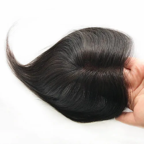 Miniatura 4 de Toppers de cabello humano real de 2.8x3.9 in para mujer, clips finos en encaje suizo para cubrir cabello calvo o blanco, 10 pulgadas